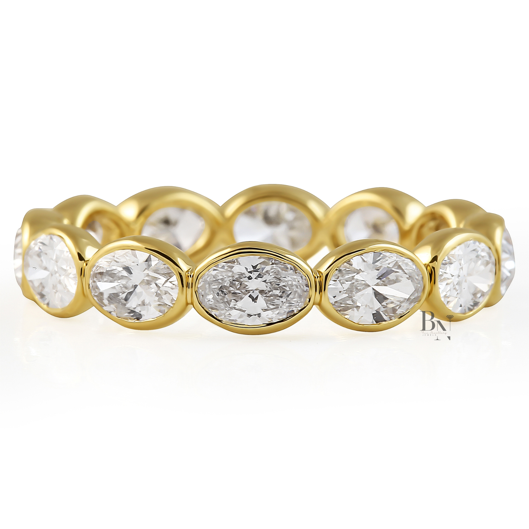 Oval Lab Diamond Eternity Band, East-West Bezel Set Wedding Ring, 1.7ctw Full Circle Band
