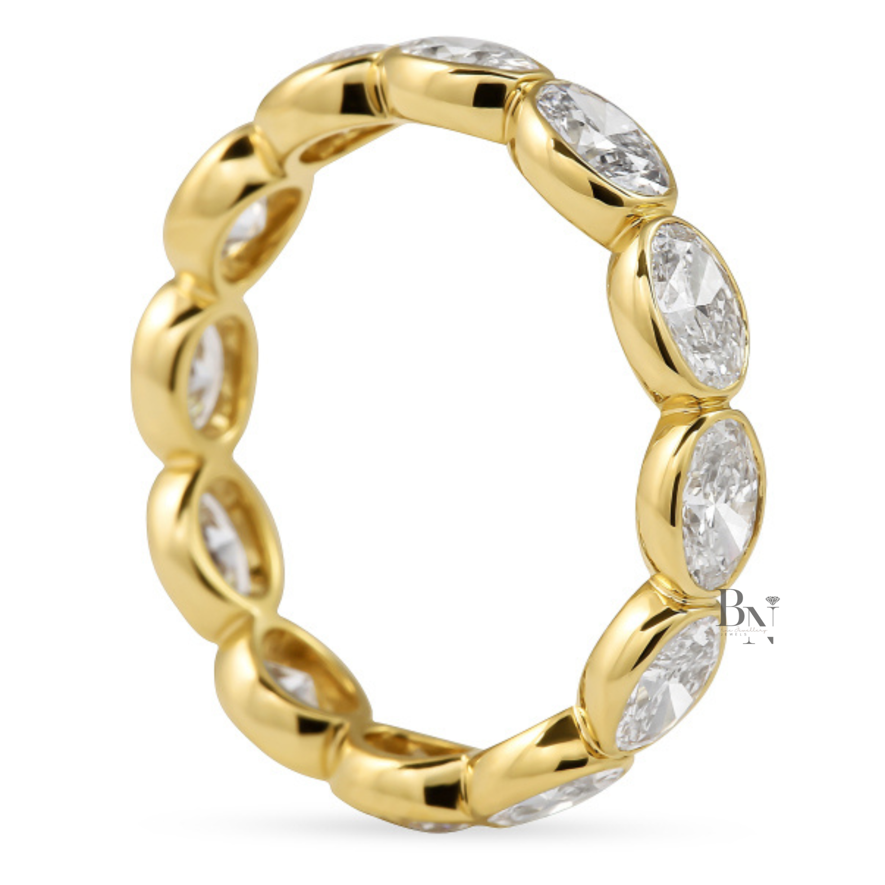 Oval Lab Diamond Eternity Band, East-West Bezel Set Wedding Ring, 1.7ctw Full Circle Band