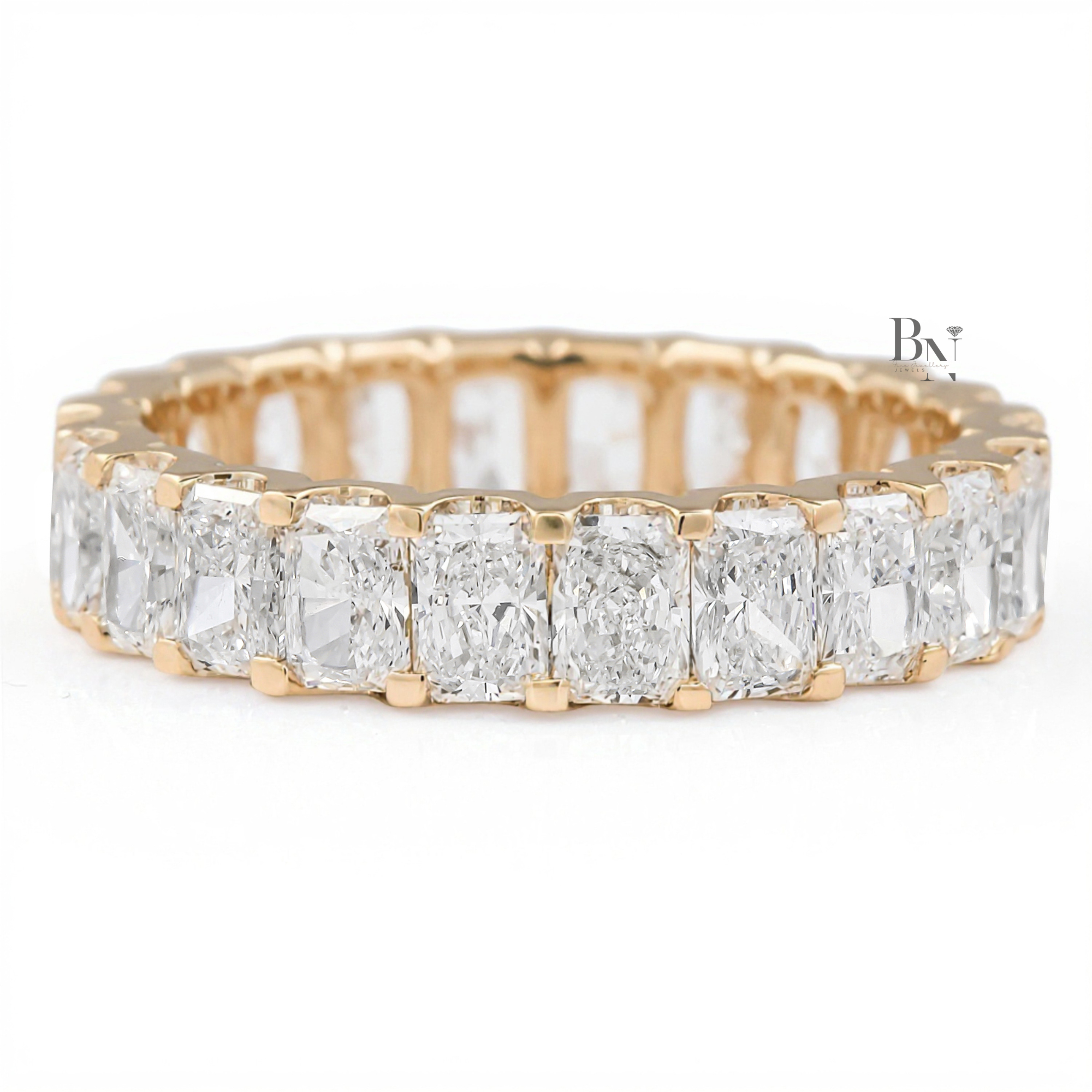 Radiant Cut Lab Diamond Eternity Band, U-Shape Wedding Ring, 3.20ctw Full Circle Band, 14k Gold