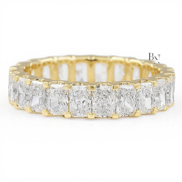 Radiant Cut Lab Diamond Eternity Band, U-Shape Wedding Ring, 3.20ctw Full Circle Band, 14k Gold