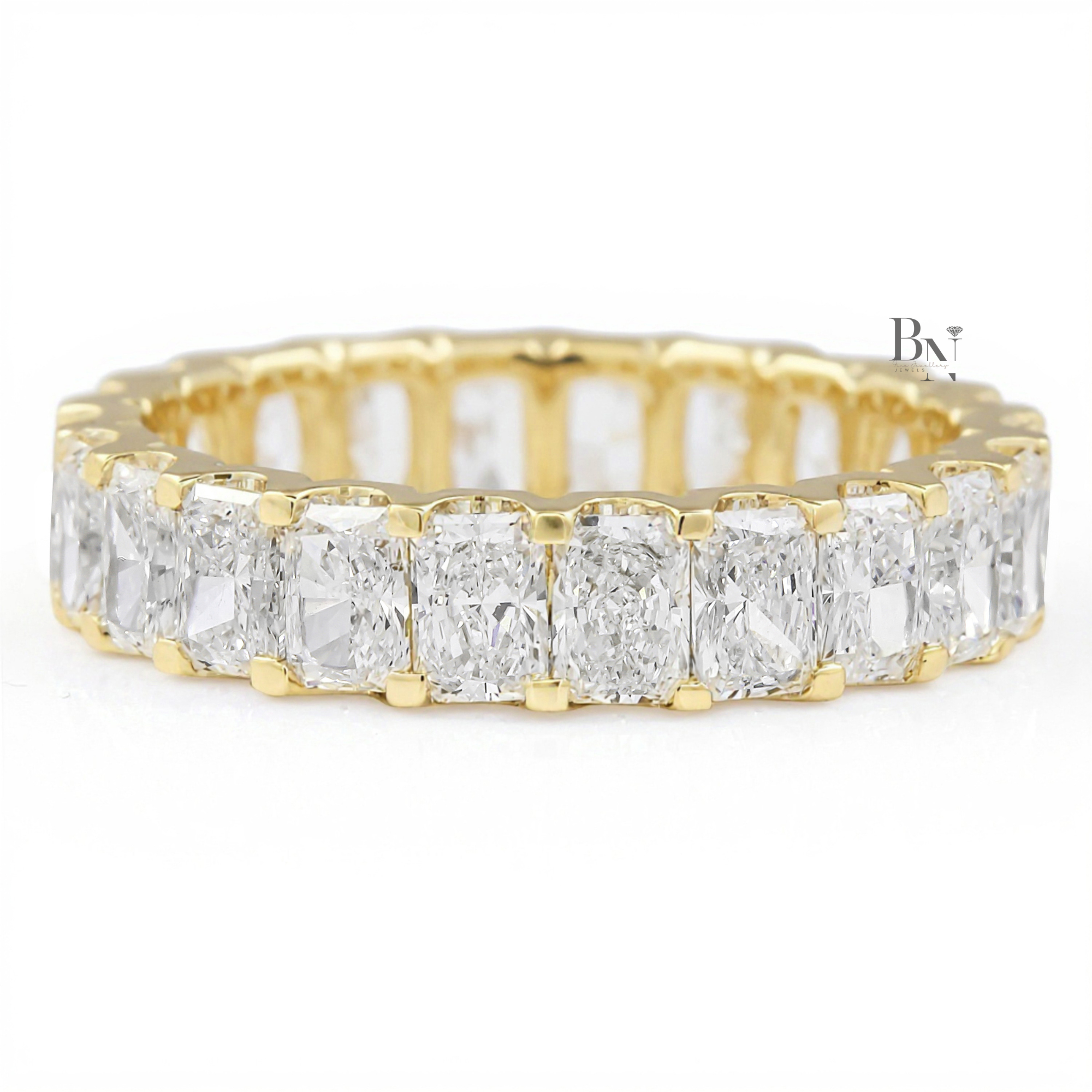 Radiant Cut Lab Diamond Eternity Band, U-Shape Wedding Ring, 3.20ctw Full Circle Band, 14k Gold