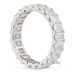 Radiant Cut Lab Diamond Eternity Band, U-Shape Wedding Ring, 3.20ctw Full Circle Band, 14k Gold