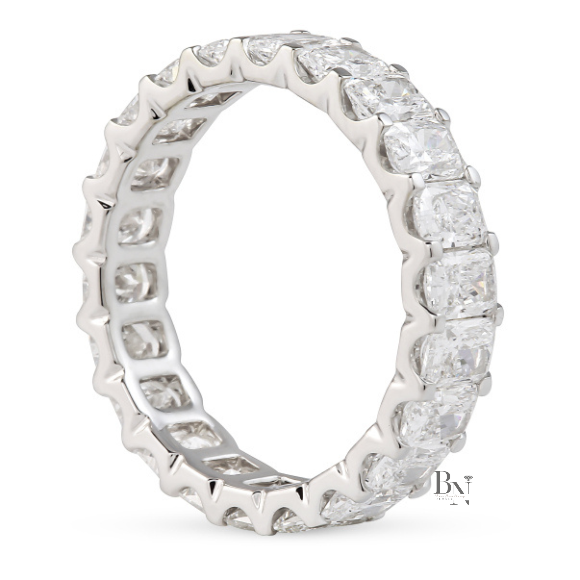 Radiant Cut Lab Diamond Eternity Band, U-Shape Wedding Ring, 3.20ctw Full Circle Band, 14k Gold