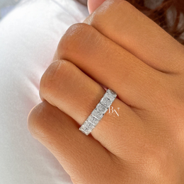 Radiant Cut Lab Diamond Eternity Band, U-Shape Wedding Ring, 3.20ctw Full Circle Band, 14k Gold