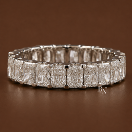 Radiant Cut Lab Diamond Eternity Band, U-Shape Wedding Ring, 3.20ctw Full Circle Band, 14k Gold