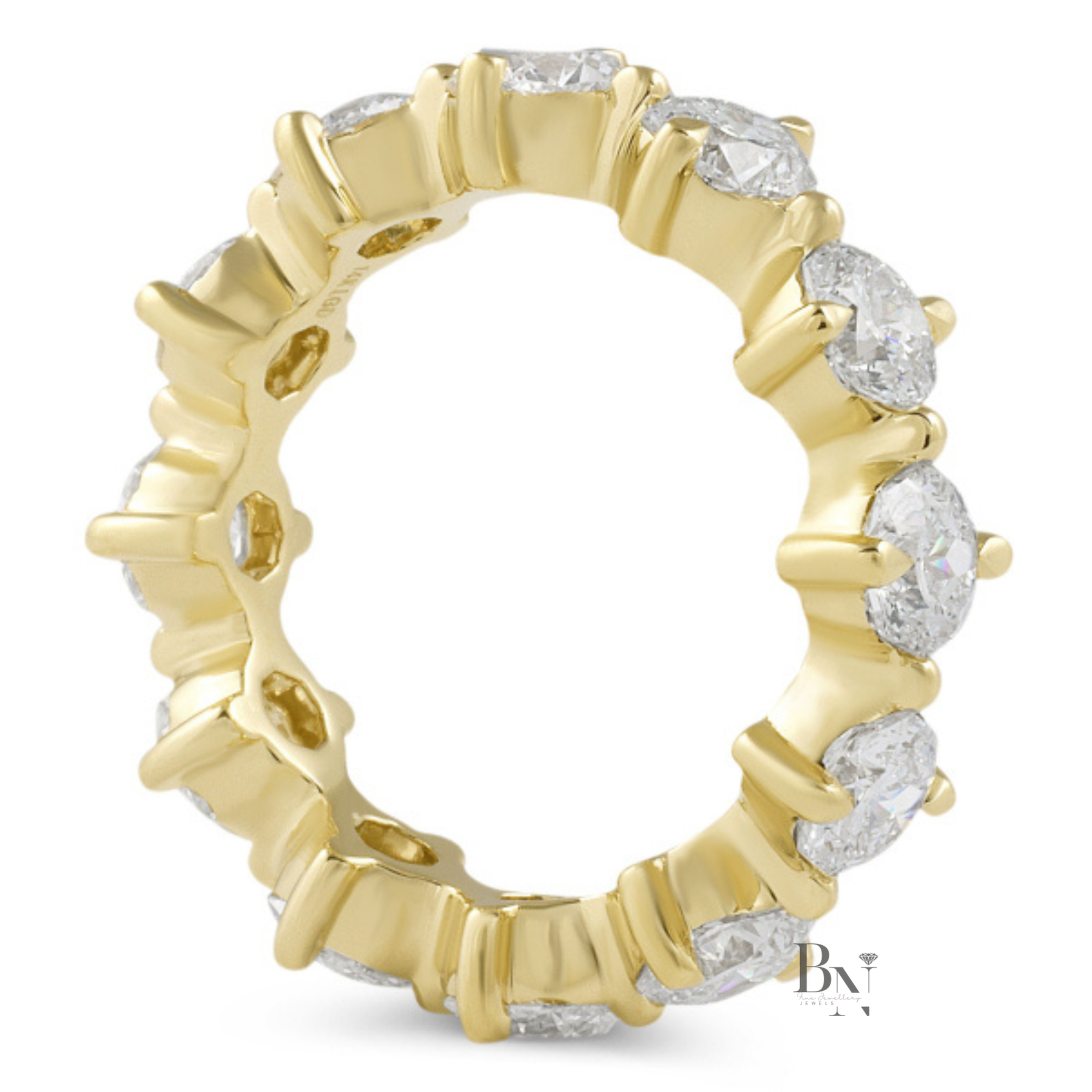 Octagon Cut Lab Diamond Eternity Band, Compass Prong Wedding Ring, 3.90ctw Full Circle Band