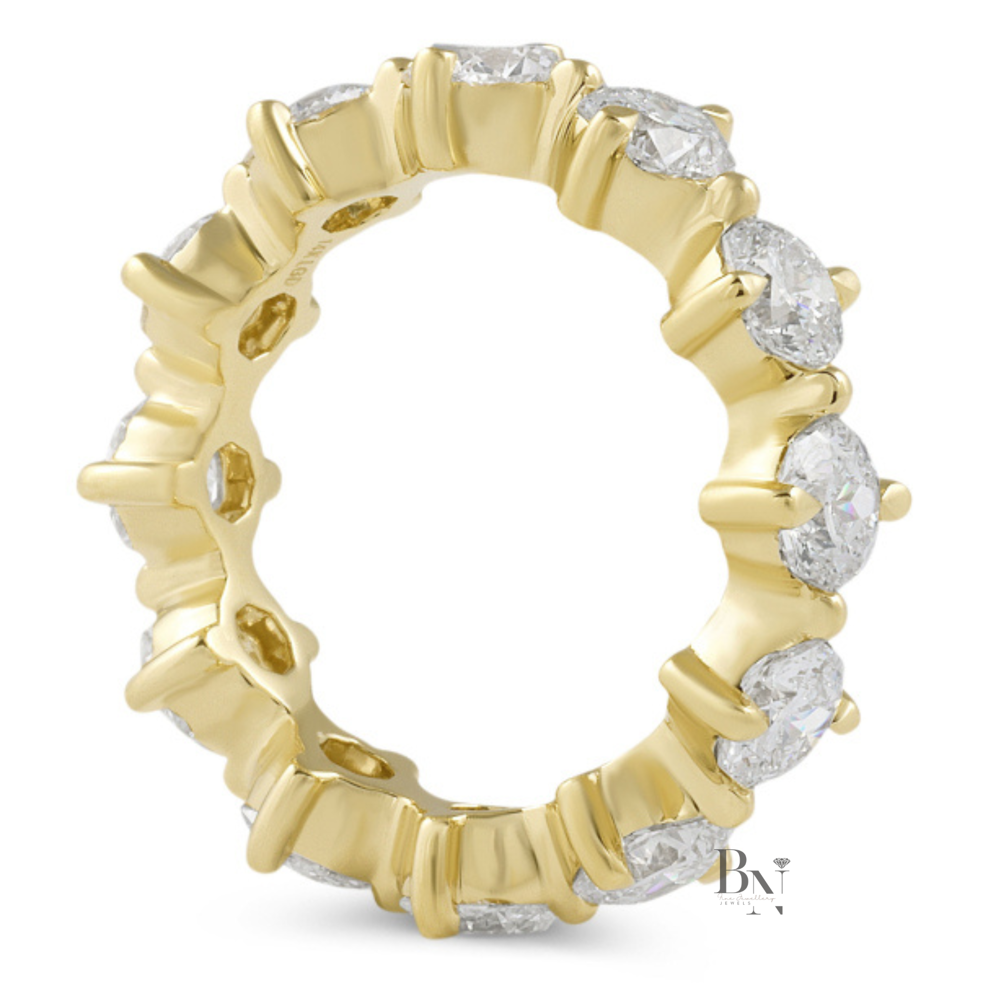 Octagon Cut Lab Diamond Eternity Band, Compass Prong Wedding Ring, 3.90ctw Full Circle Band