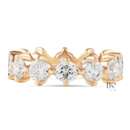Octagon Cut Lab Diamond Eternity Band, Compass Prong Wedding Ring, 3.90ctw Full Circle Band