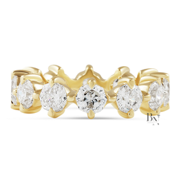 Octagon Cut Lab Diamond Eternity Band, Compass Prong Wedding Ring, 3.90ctw Full Circle Band