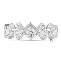 Octagon Cut Lab Diamond Eternity Band, Compass Prong Wedding Ring, 3.90ctw Full Circle Band