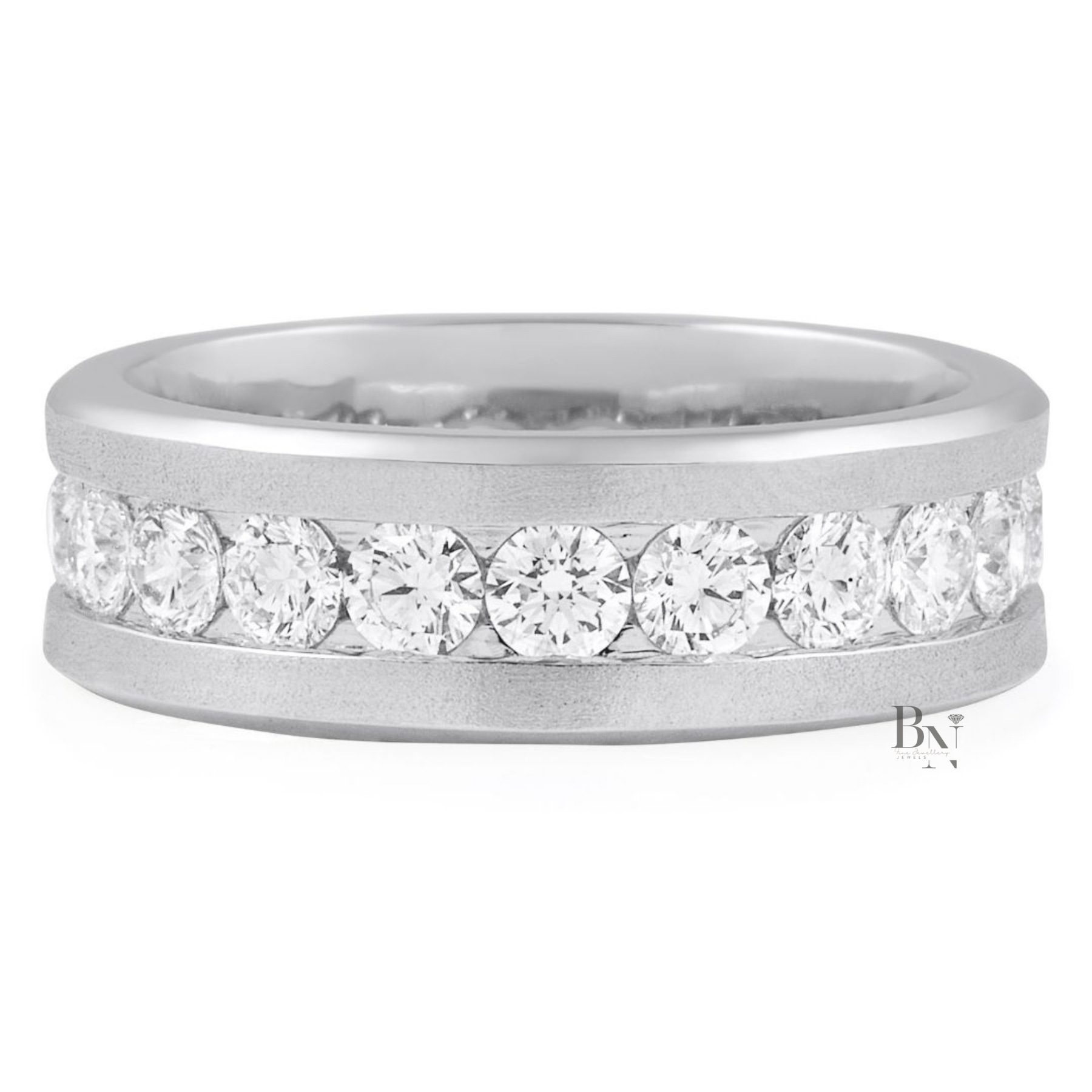 Matte Round Lab Diamond Eternity Band, 2.80ctw Channel Set Wedding Ring, 14k Gold Wide Anniversary Band