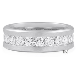 Matte Round Lab Diamond Eternity Band, 2.80ctw Channel Set Wedding Ring, 14k Gold Wide Anniversary Band