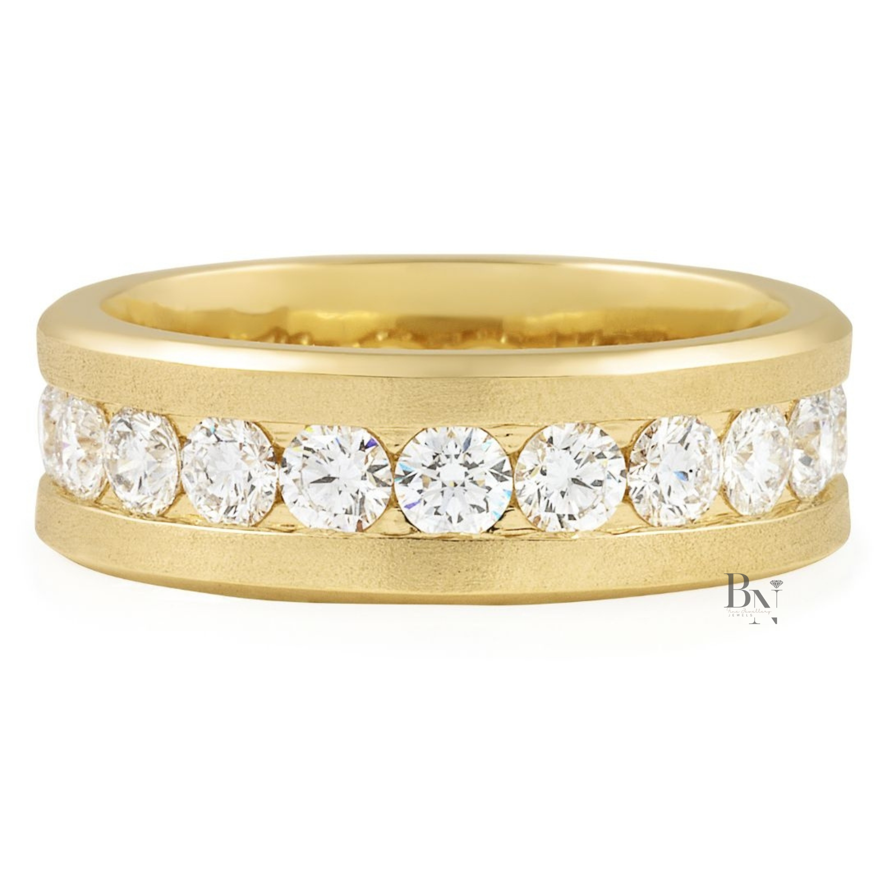 Matte Round Lab Diamond Eternity Band, 2.80ctw Channel Set Wedding Ring, 14k Gold Wide Anniversary Band