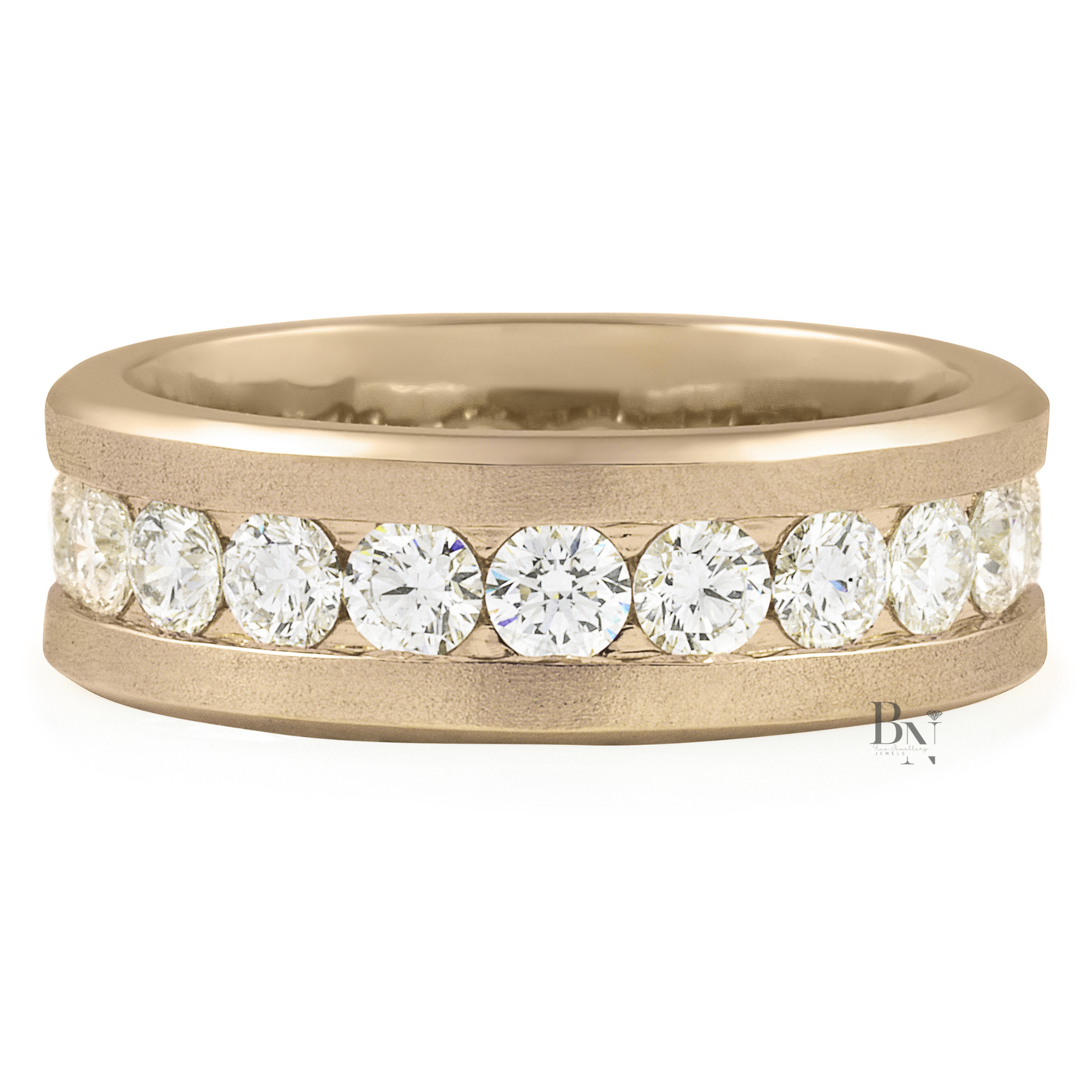 Matte Round Lab Diamond Eternity Band, 2.80ctw Channel Set Wedding Ring, 14k Gold Wide Anniversary Band