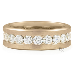 Matte Round Lab Diamond Eternity Band, 2.80ctw Channel Set Wedding Ring, 14k Gold Wide Anniversary Band