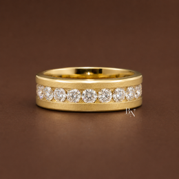 Matte Round Lab Diamond Eternity Band, 2.80ctw Channel Set Wedding Ring, 14k Gold Wide Anniversary Band