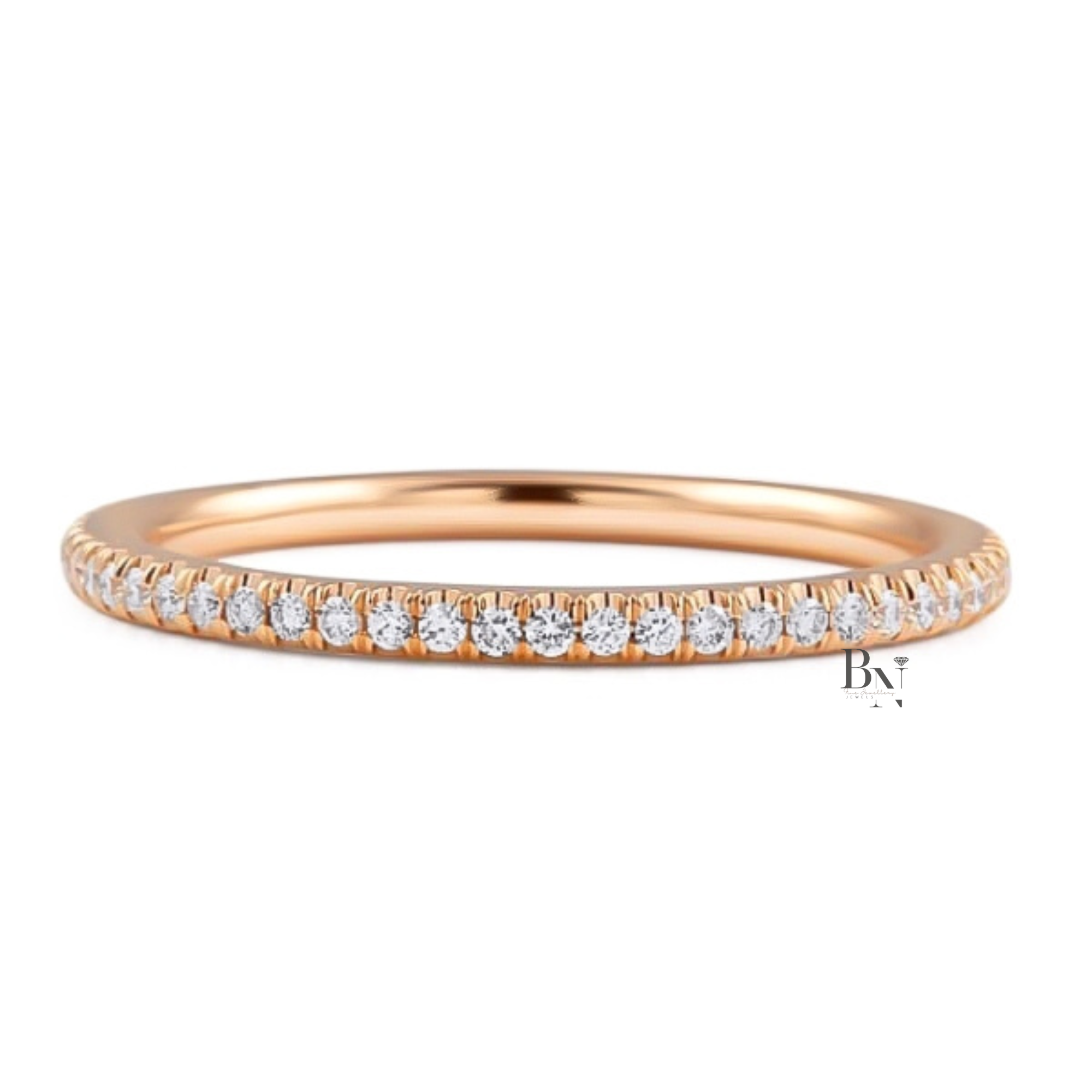 Super Slim Lab Diamond Eternity Band, 0.20ctw Full Eternity Wedding Ring, Handcrafted 14k Gold