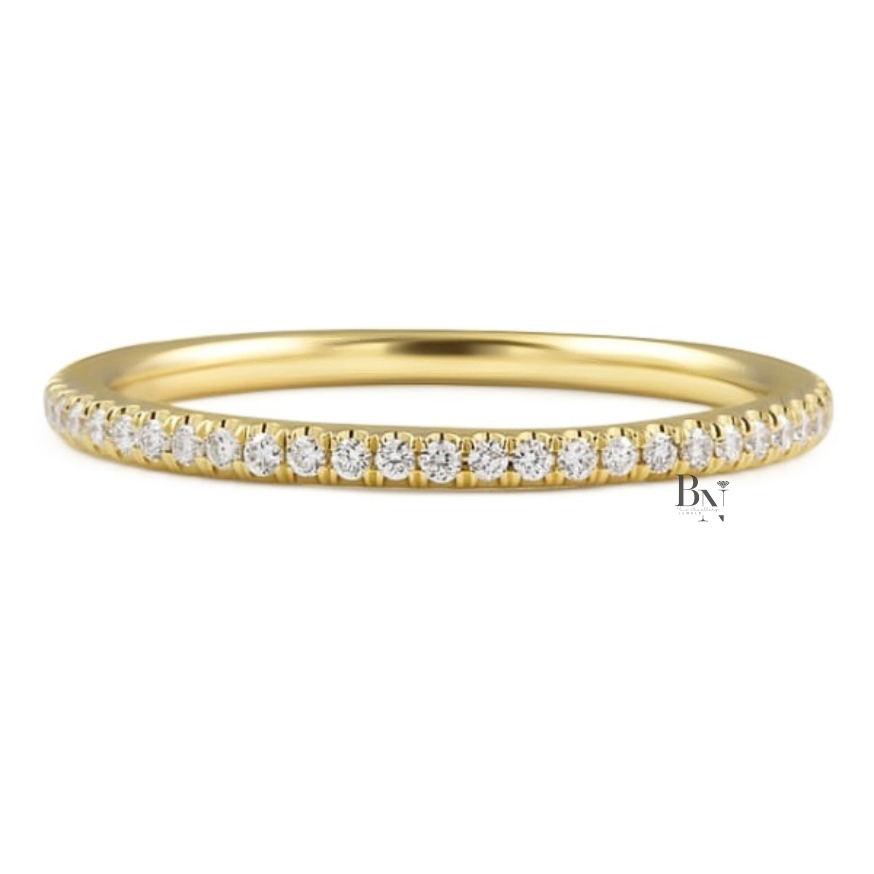 Super Slim Lab Diamond Eternity Band, 0.20ctw Full Eternity Wedding Ring, Handcrafted 14k Gold