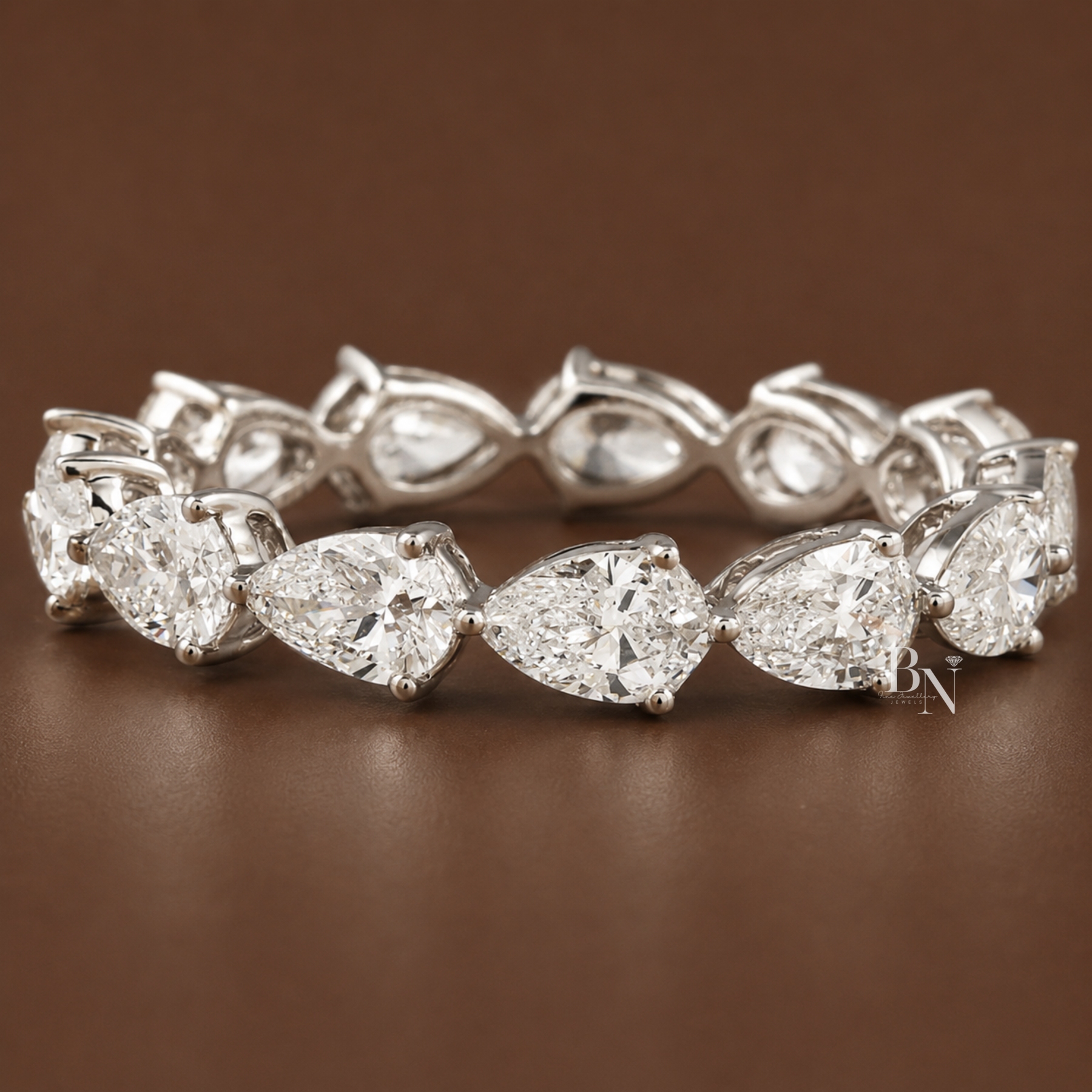 East-West Pear Lab Diamond Eternity Band, 1.80ctw Shared Prong Wedding Ring, Full Eternity Stacking Band