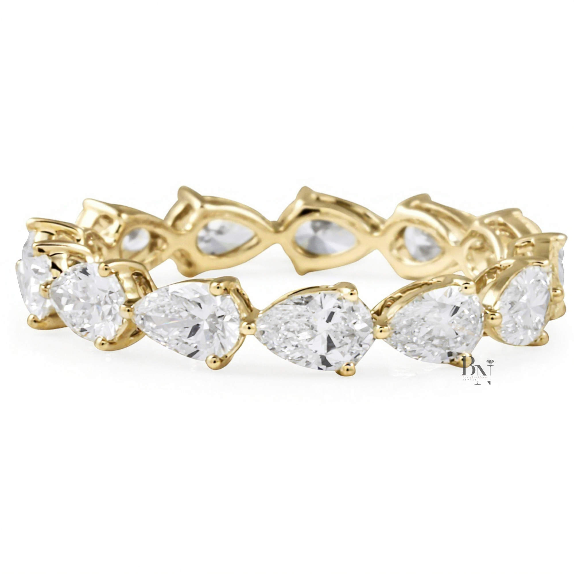 East-West Pear Lab Diamond Eternity Band, 1.80ctw Shared Prong Wedding Ring, Full Eternity Stacking Band