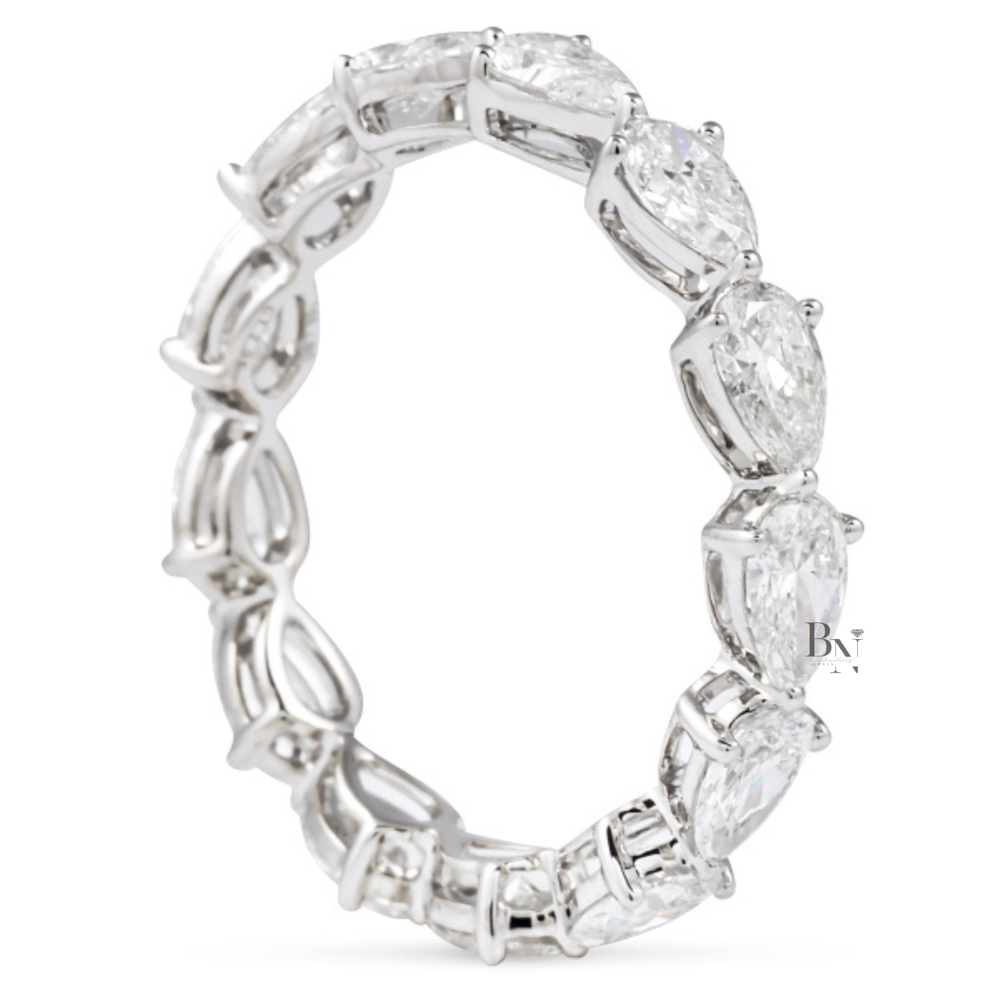 East-West Pear Lab Diamond Eternity Band, 1.80ctw Shared Prong Wedding Ring, Full Eternity Stacking Band