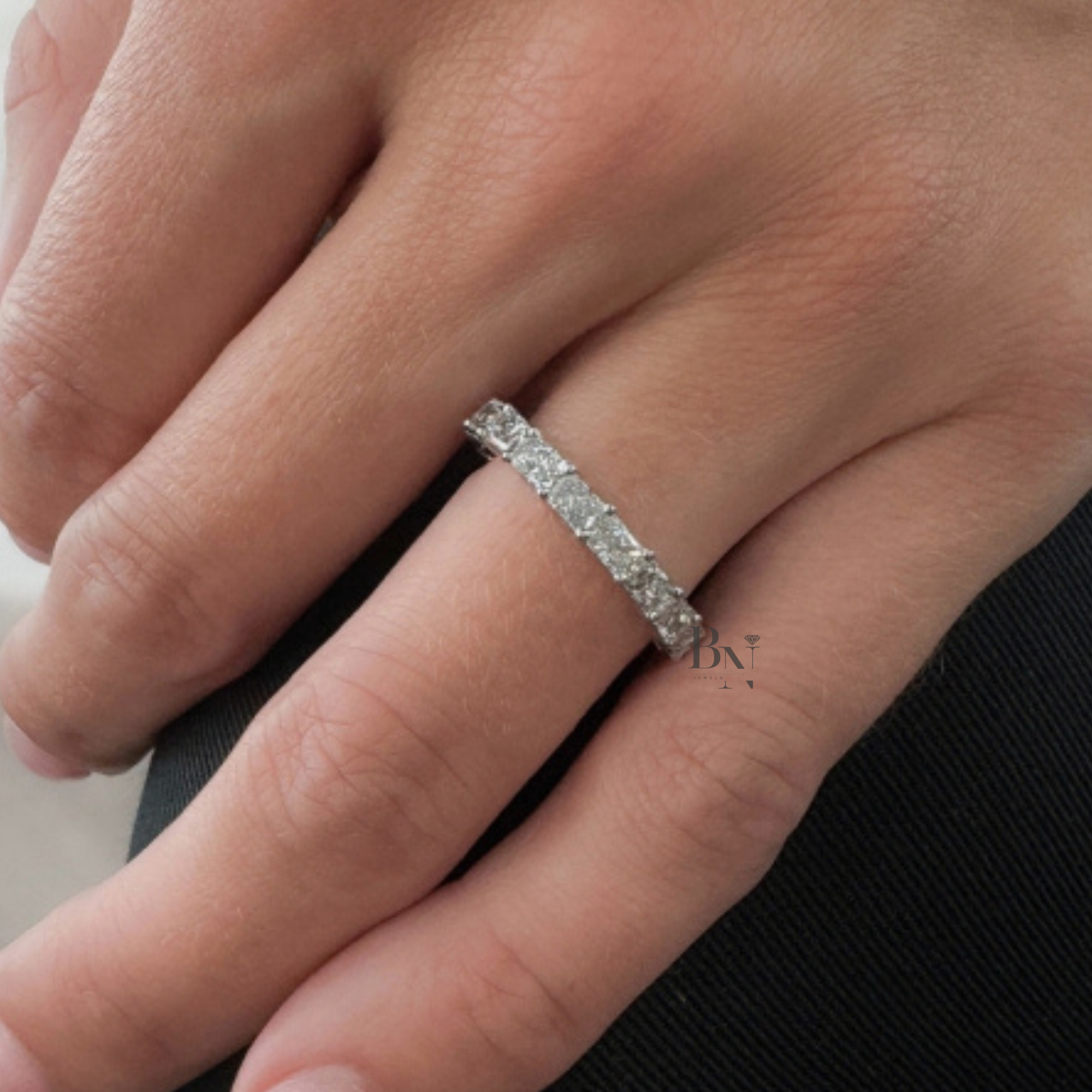East-West Radiant Lab Diamond Eternity Band, 2ctw Shared Prong Wedding Ring, Full Eternity Stacking Band