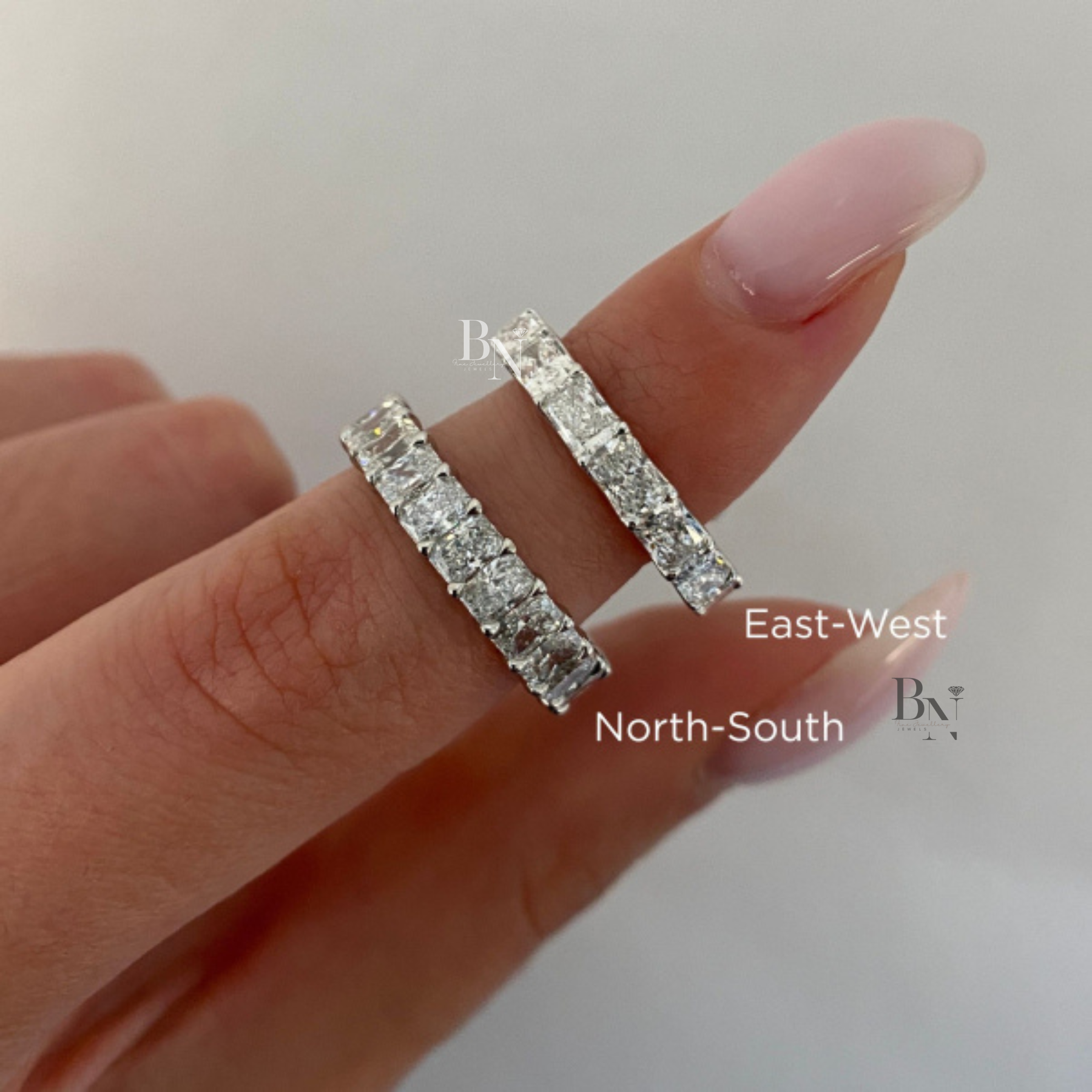 East-West Radiant Lab Diamond Eternity Band, 2ctw Shared Prong Wedding Ring, Full Eternity Stacking Band