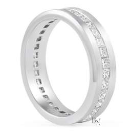 Princess Cut Lab Diamond Eternity Band, 1.80 Carat Channel Set Ring, 14K Gold Men's Wedding Band