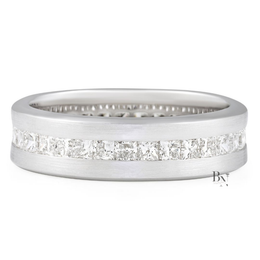 Princess Cut Lab Diamond Eternity Band, 1.80 Carat Channel Set Ring, 14K Gold Men's Wedding Band