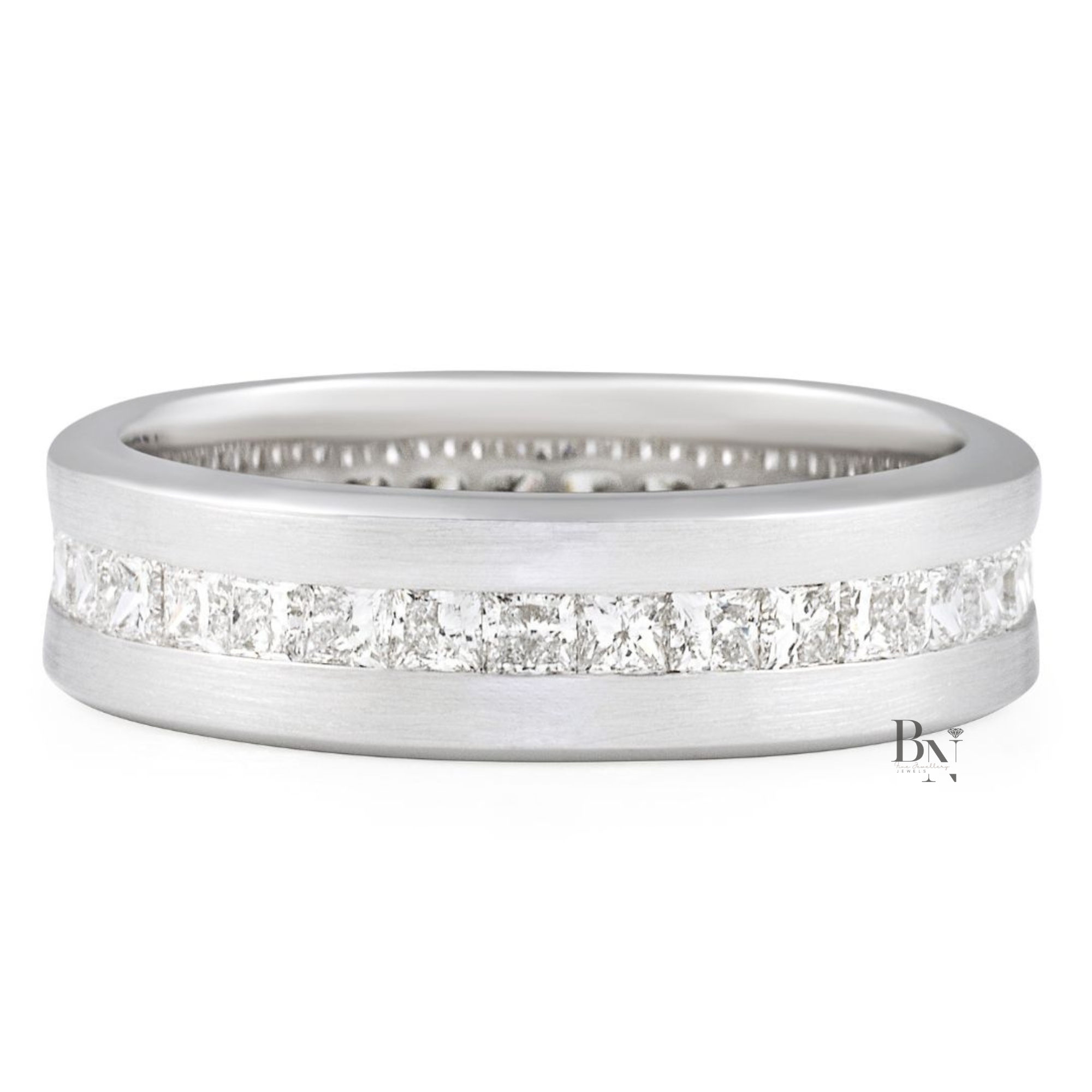 Princess Cut Lab Diamond Eternity Band, 1.80 Carat Channel Set Ring, 14K Gold Men's Wedding Band