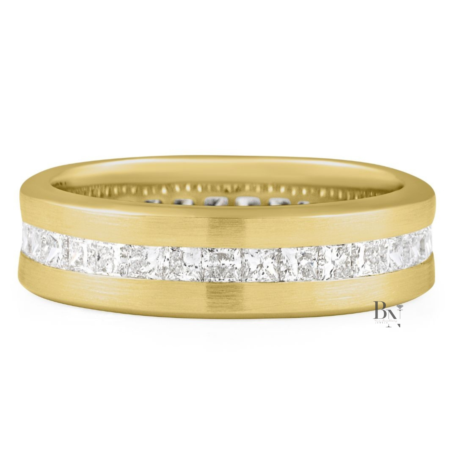 Princess Cut Lab Diamond Eternity Band, 1.80 Carat Channel Set Ring, 14K Gold Men's Wedding Band