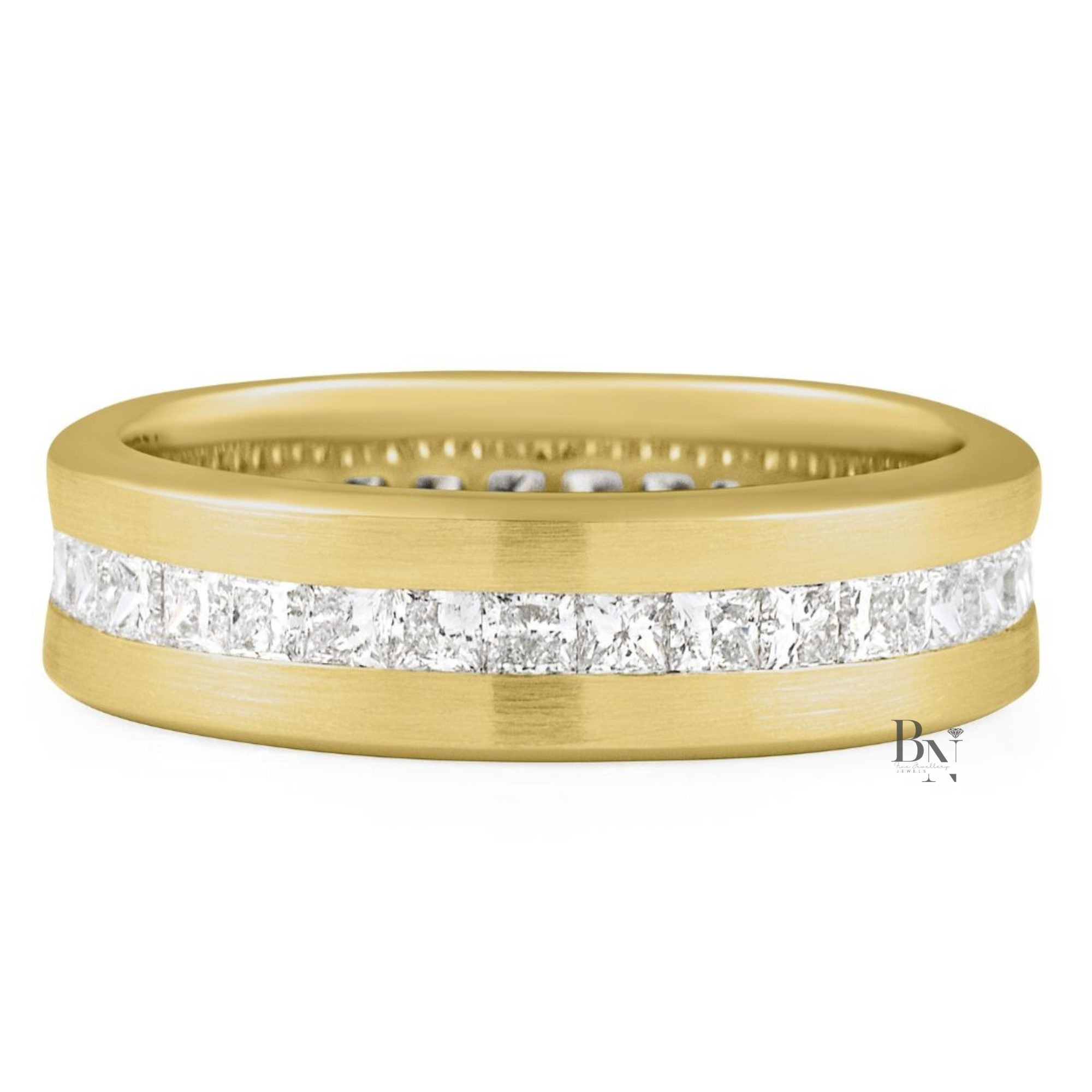 Princess Cut Lab Diamond Eternity Band, 1.80 Carat Channel Set Ring, 14K Gold Men's Wedding Band