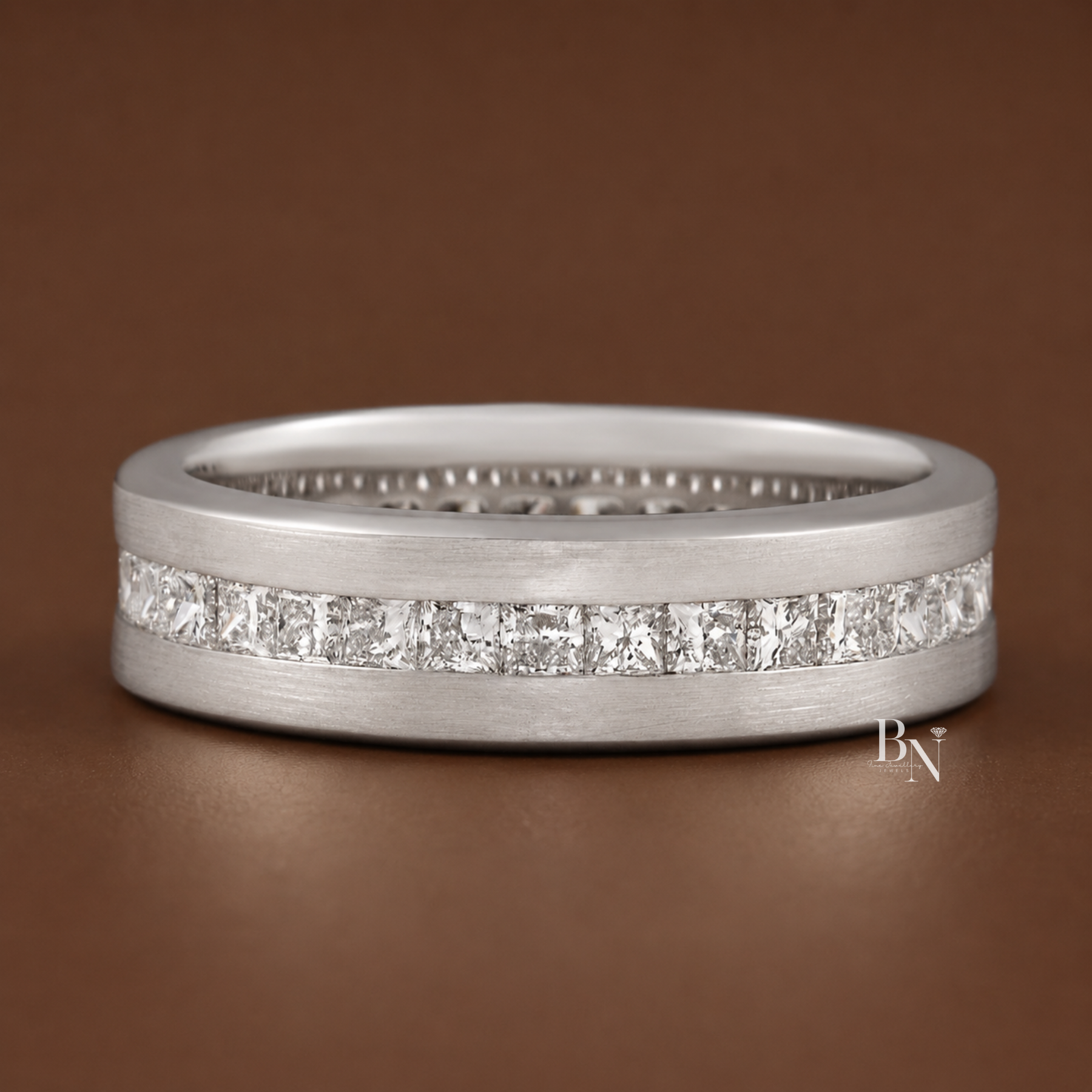 Princess Cut Lab Diamond Eternity Band, 1.80 Carat Channel Set Ring, 14K Gold Men's Wedding Band