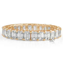 Emerald Cut Lab Diamond Eternity Band, 2.70ct U-Shape Setting Ring, 14K Gold Stacking Wedding Band