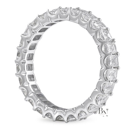 Emerald Cut Lab Diamond Eternity Band, 2.70ct U-Shape Setting Ring, 14K Gold Stacking Wedding Band