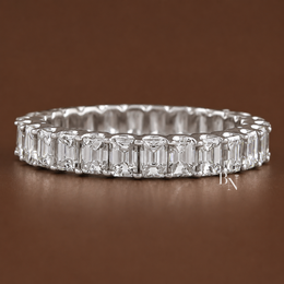 Emerald Cut Lab Diamond Eternity Band, 2.70ct U-Shape Setting Ring, 14K Gold Stacking Wedding Band