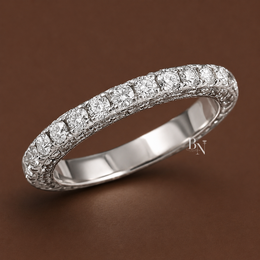 Round Lab Diamond Three Row Band, 1.80ct Pave Eternity Ring, 14K Gold Wedding Band