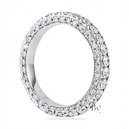 Round Lab Diamond Three Row Band, 1.80ct Pave Eternity Ring, 14K Gold Wedding Band