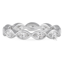 East West Marquise Lab Diamond Band, 1.10ct Bezel Eternity Ring, Solid Gold Wedding Band
