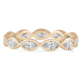 East West Marquise Lab Diamond Band, 1.10ct Bezel Eternity Ring, Solid Gold Wedding Band