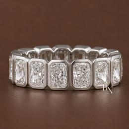 Radiant Cut Lab Diamond Eternity Band, 4 Carat Bezel Set Ring, 14K Solid Gold Bridal Anniversary Ring