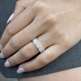 Radiant Cut Lab Diamond Eternity Band, 4 Carat Bezel Set Ring, 14K Solid Gold Bridal Anniversary Ring