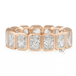 Radiant Cut Lab Diamond Eternity Band, 4 Carat Bezel Set Ring, 14K Solid Gold Bridal Anniversary Ring