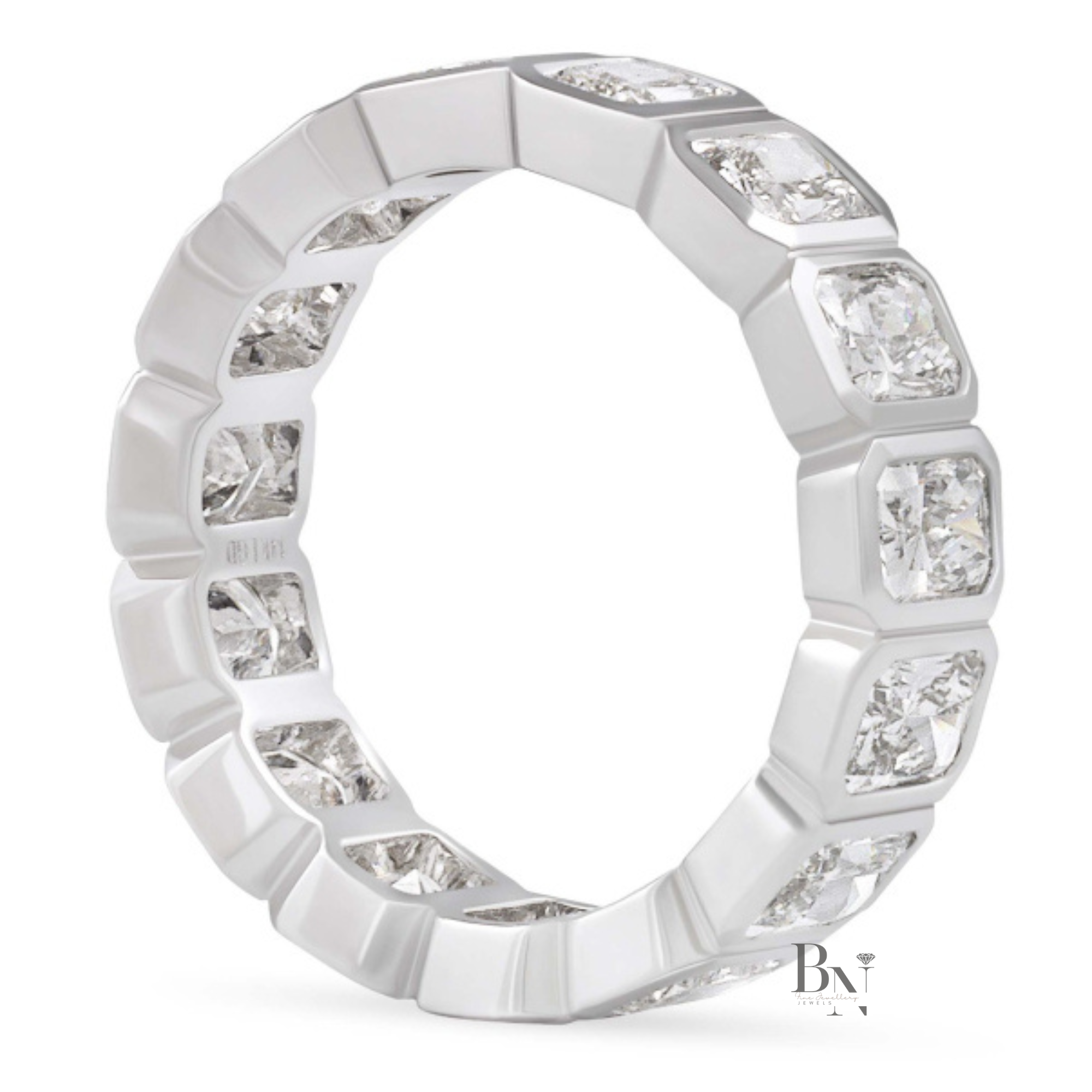 Radiant Cut Lab Diamond Eternity Band, 4 Carat Bezel Set Ring, 14K Solid Gold Bridal Anniversary Ring