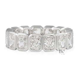 Radiant Cut Lab Diamond Eternity Band, 4 Carat Bezel Set Ring, 14K Solid Gold Bridal Anniversary Ring