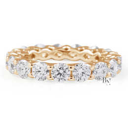 Round Lab Diamond Eternity Band, 3.60 Carat Lotus Setting Ring, 14K Solid Gold Bridal Anniversary Band