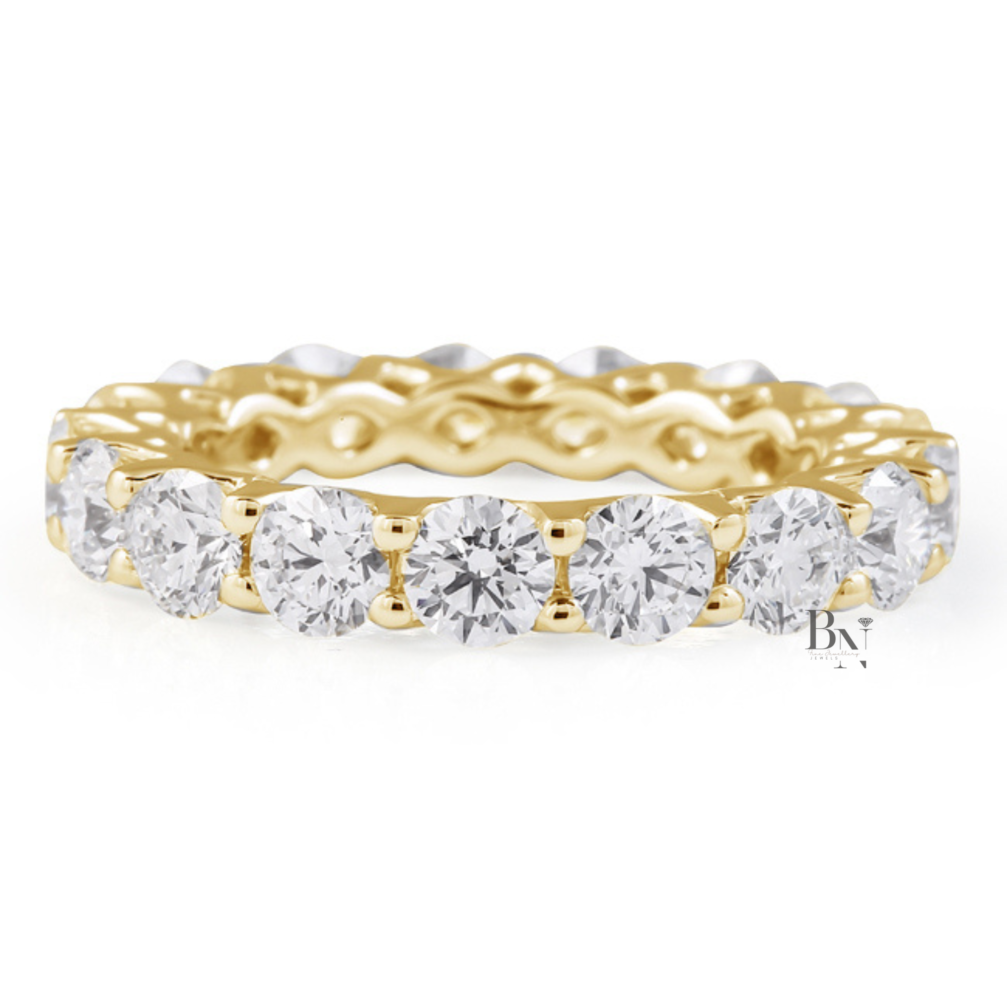 Round Lab Diamond Eternity Band, 3.60 Carat Lotus Setting Ring, 14K Solid Gold Bridal Anniversary Band (Copy)