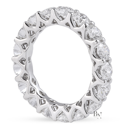 Round Lab Diamond Eternity Band, 3.60 Carat Lotus Setting Ring, 14K Solid Gold Bridal Anniversary Band