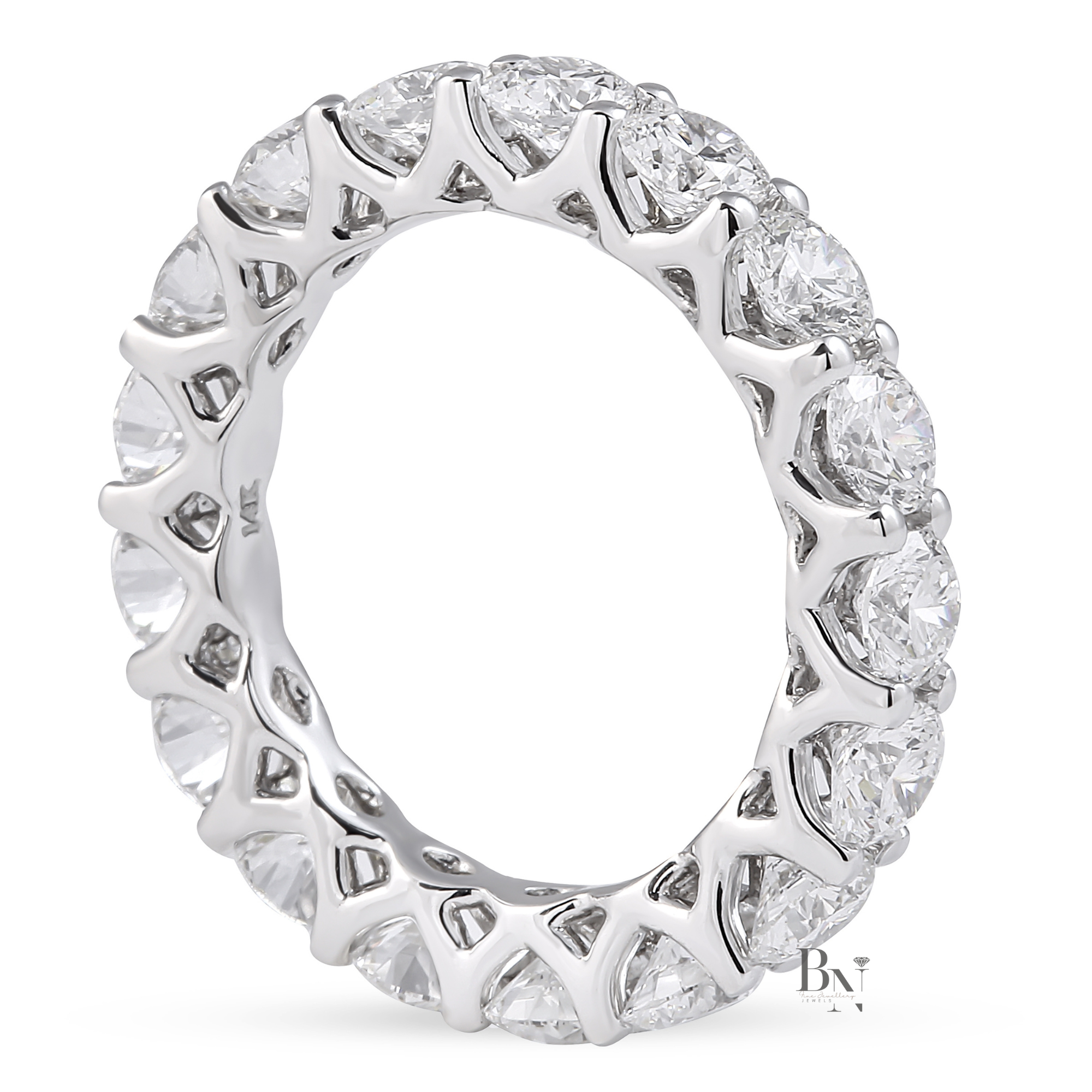 Round Lab Diamond Eternity Band, 3.60 Carat Lotus Setting Ring, 14K Solid Gold Bridal Anniversary Band (Copy)