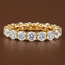 Round Lab Diamond Eternity Band, 3.60 Carat Lotus Setting Ring, 14K Solid Gold Bridal Anniversary Band